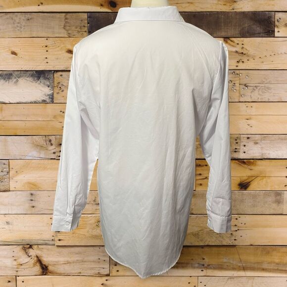 SHEIN Curve Button Down Shirt, Curved Hem, High Side Slits, White, 4XL - Picture 8 of 8
